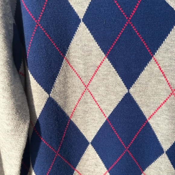 Tommy Hilfiger Grey Blue Argyle Pattern Pullover Pima Cotton Jumper/Sweater - Picture 3 of 5